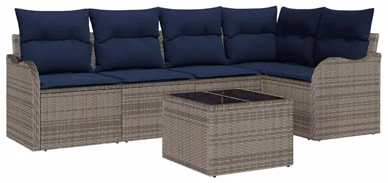 Set di divani da giardino in rattan grigio