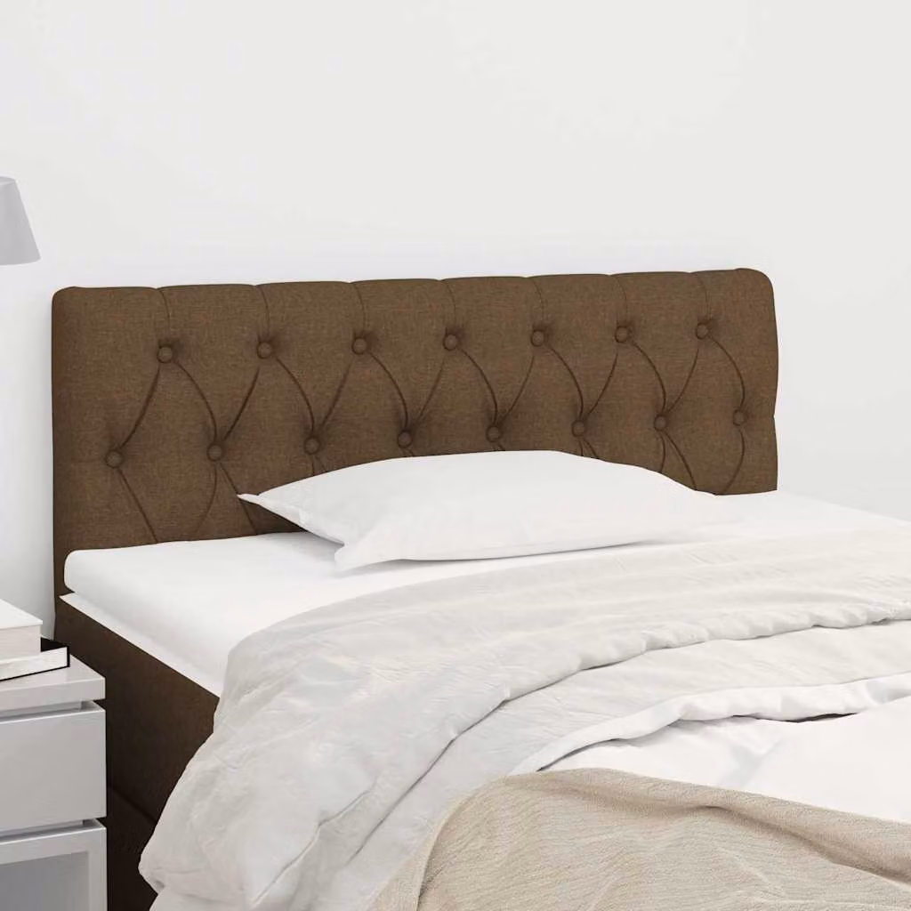 Testiera per letto vidaXL in tessuto marrone scuro con struttura in legno, L: 90 cm, P: 7 cm, H: 78-88 cm