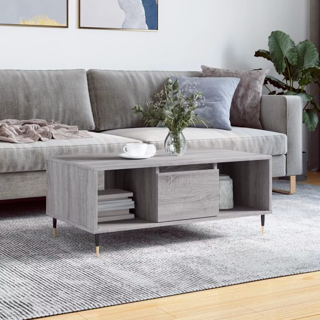 Maison Exclusive - Tavolino grigio Sonoma 90x50x36,5 cm Materiale ligneo