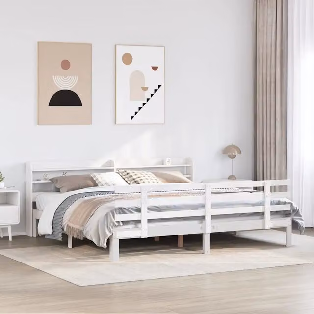Giroletto con Testiera senza Materasso-Struttura Letto Bianco 180x200 cm 362363