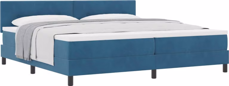 Letto a molle con materasso Blu Scuro 200 x 200 cm Velluto