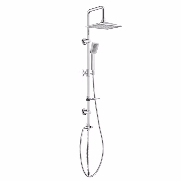Set doccia 2-in-1 con soffione da 22x19 cm, doccetta manuale, finitura cromata