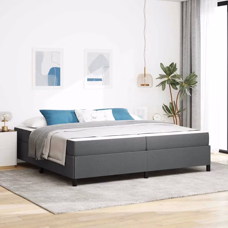 Letto a molle con materasso vidaXL in tessuto grigio L/P/H: 200 x 200 x 280 cm