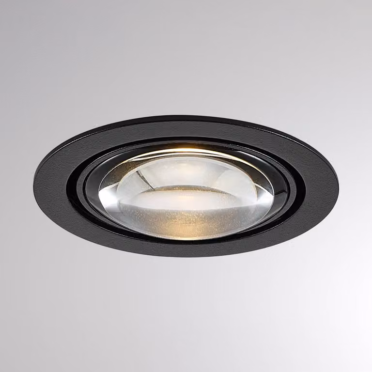 Molto Luce Plafoniera LED da incasso MAG MINI nera Ø 10 cm CCT 18 V, Nero, Soggiorno / Sala da pranzo, Alluminio, Moderno