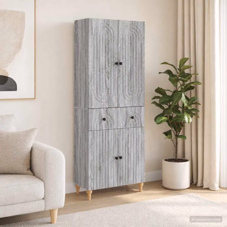 Set di 2 armadi vidaXL moderni in legno ingegnerizzato grigio con ante a battente e ripiani interni