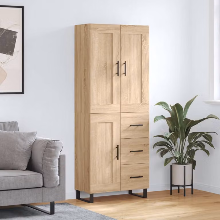 Credenza moderna vidaXL in legno Rovere Sonoma marrone L: 69,5 cm, P: 34 cm, H: 180 cm