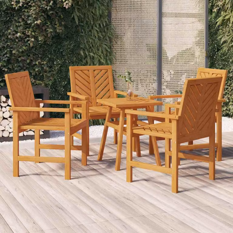 Set di 4 sedie da giardino vidaXL in legno di acacia oliato marrone con braccioli