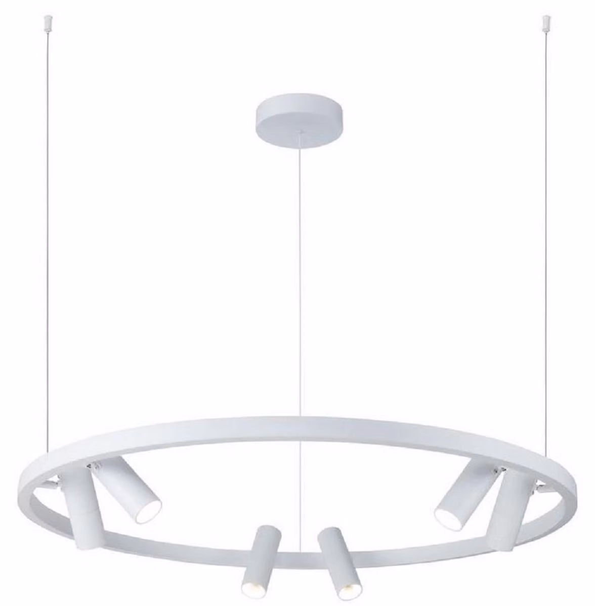 Casa Padrino lampada a sospensione bianca Ø 90 cm - Lampada a sospensione rotonda con spot LED orientabili