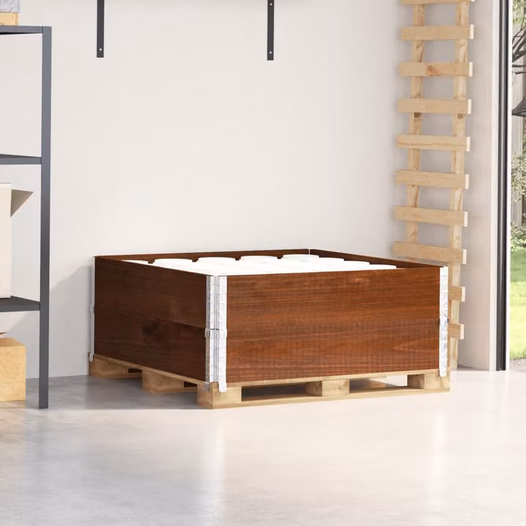Letti rialzati in legno massello vidaXL, set da 2 pezzi, colore marrone, L 100 cm x P 100 cm x H 41 cm