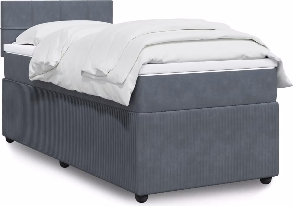 Maison Exclusive - Giroletto a Molle con Materasso Grigio Scuro 90x200 cm Velluto