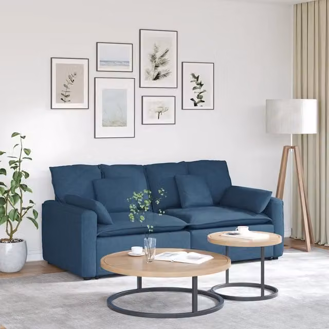 Divano Modulare con Cuscini Blu 3321124