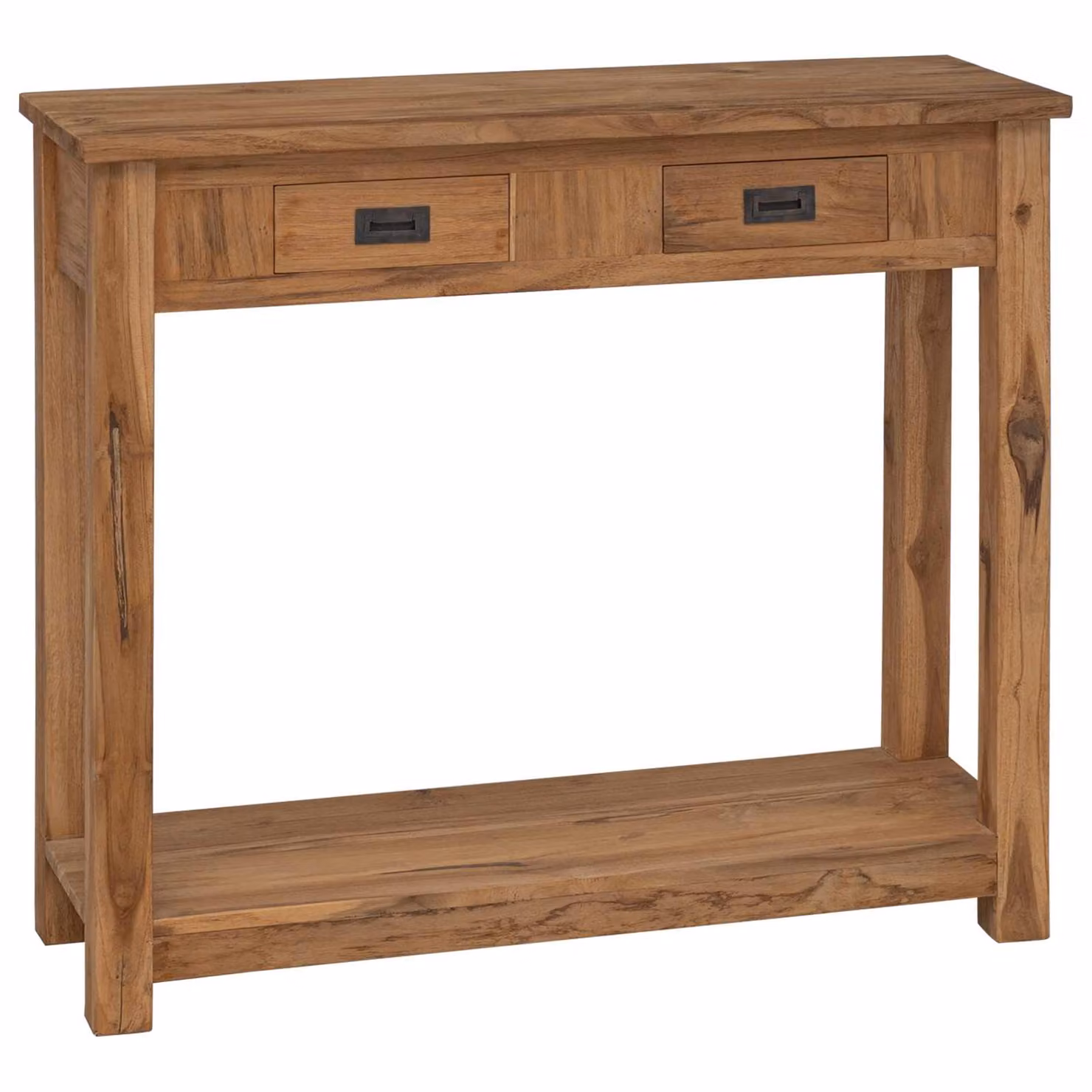 vidaXL Tavolo consolle in legno di teak solido naturale L: 90 cm, P: 30 cm, H: 80 cm