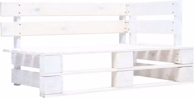 Divano a 2 posti su pallet vidaXL in legno di pino con cuscini bianchi e rossi per giardino o soggiorno