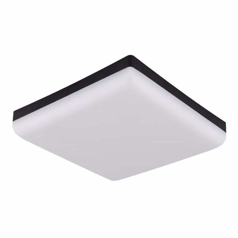Plafoniera LED, nera, quadrata, L 22 cm
