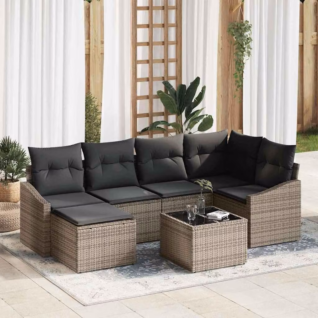 Maison Exclusive - Set da pranzo per esterno, 7 pezzi, grigio chiaro