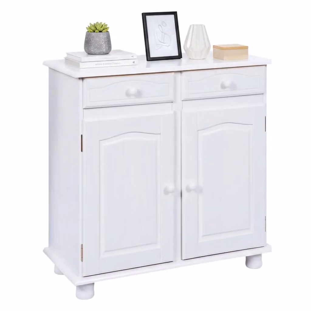 Madia Pallare DMORA con 2 cassetti, colore bianco, L 88 cm x P 43 cm x H 87 cm – 2