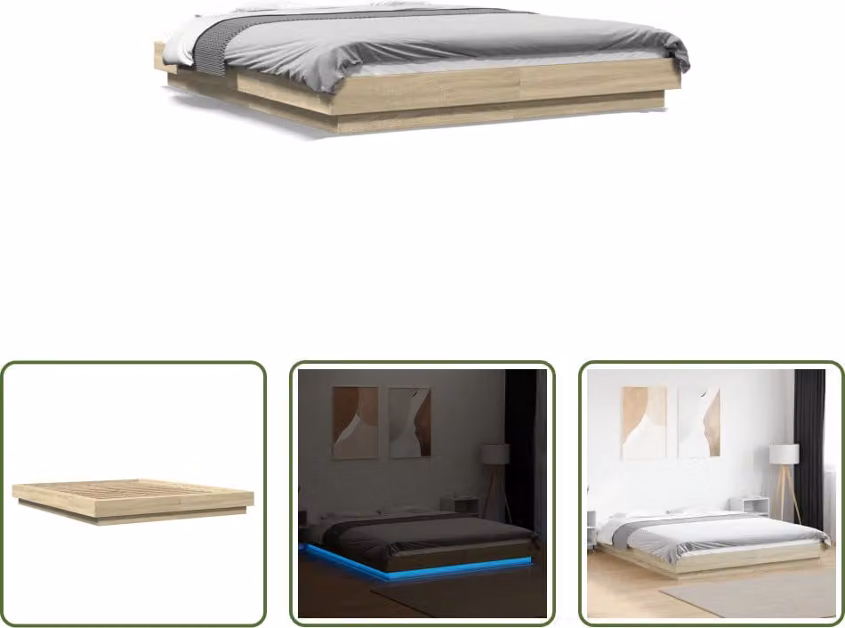 The Living Store Giroletto con LED rovere Sonoma 150x200 cm Materiale in legno