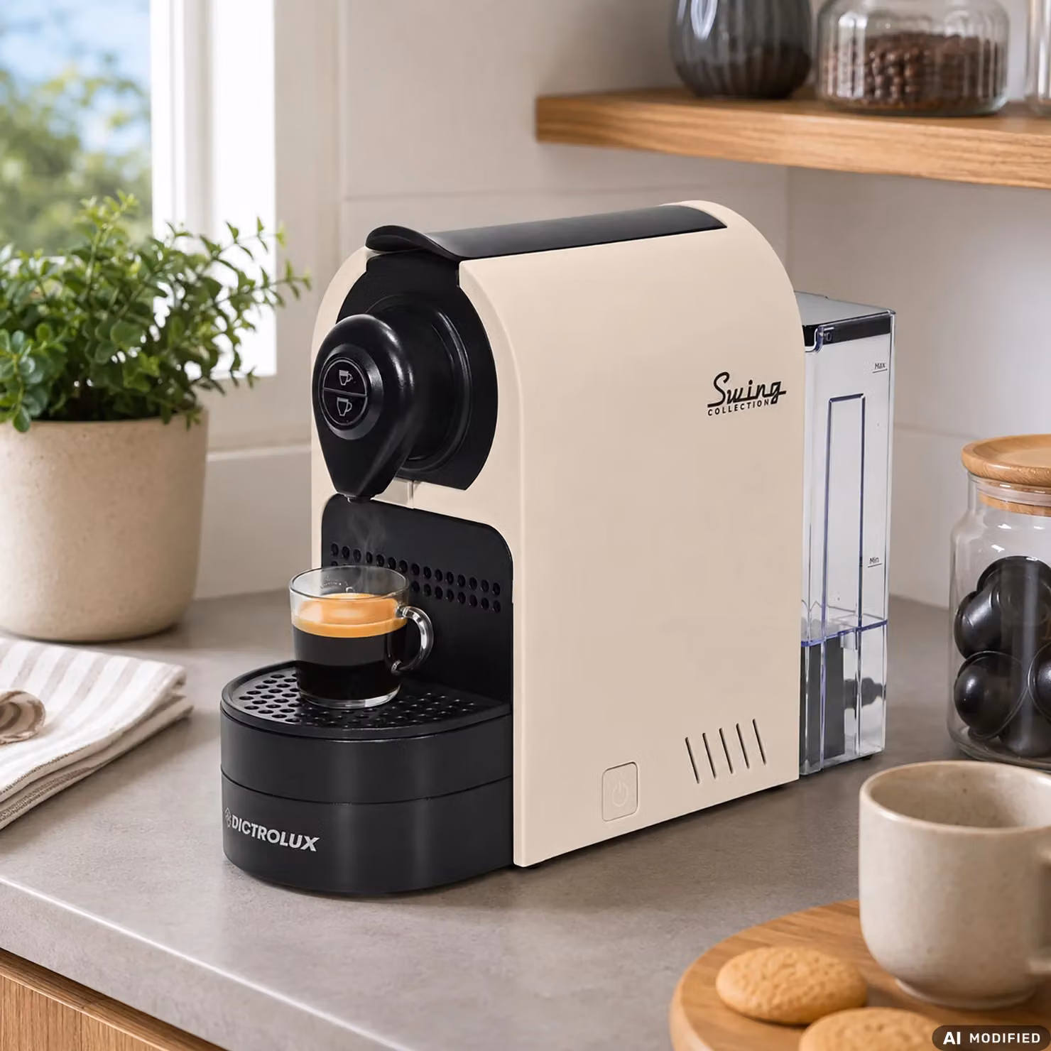 Macchina da Caffè DICTROLUX Swing Collection Crema EM-201 1400 Watt, Compatibile con capsule Nespresso Original, Beige e Nero – 2