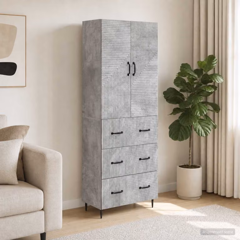 Set di 2 armadi a muro vidaXL in legno ingegnerizzato grigio opaco L: 66 cm, P: 34,5 cm, H: 90 cm