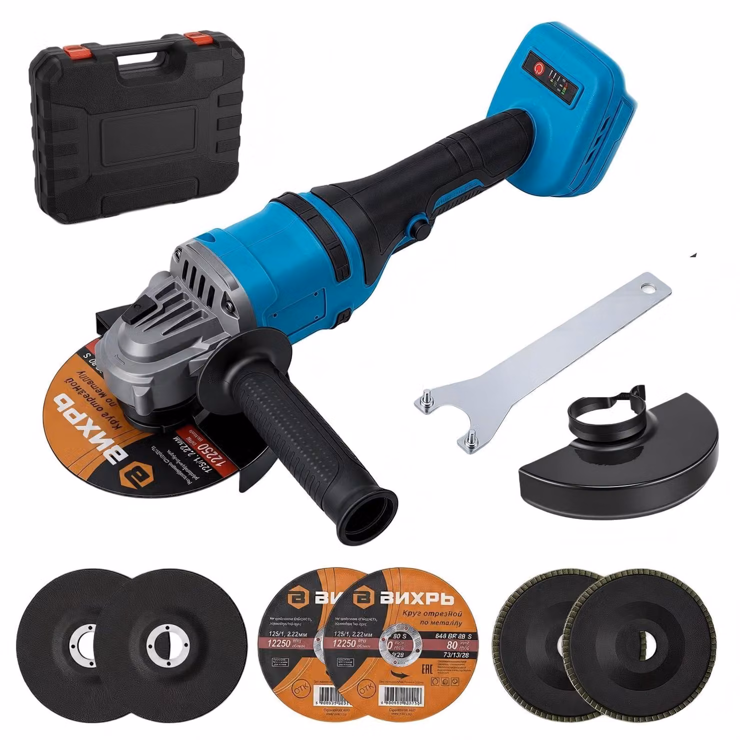 Smerigliatrice angolare da 125 mm, motore brushless, 1180 W, 3 velocità, multifunzione