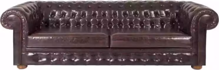 Holz 3-Sitzer Sofa in Naturfarben, eleganter Chesterfield-Stil