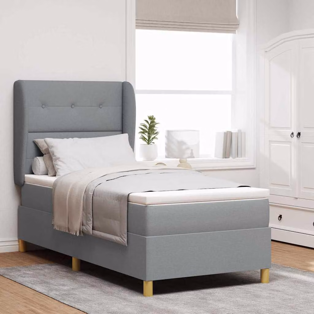 Maison Exclusive - Letto boxspring con testiera grigio chiaro 200 x 80 cm in tessuto