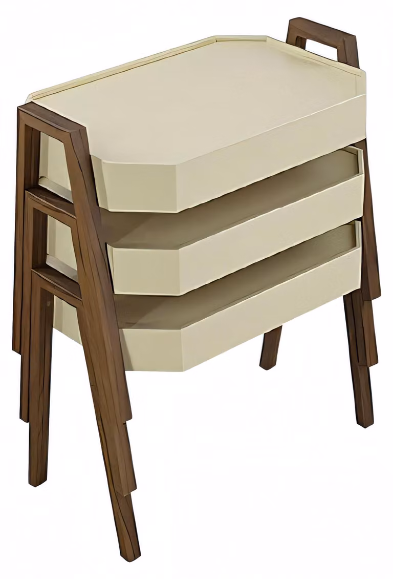 Elegantes Beiges Holz Couchtisch-Set im modernen Stil