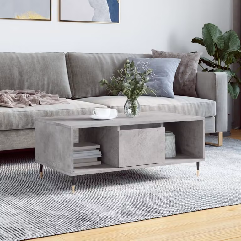 Maison Exclusive - Tavolino grigio cemento 90x50x36,5 cm Materiale ligneo