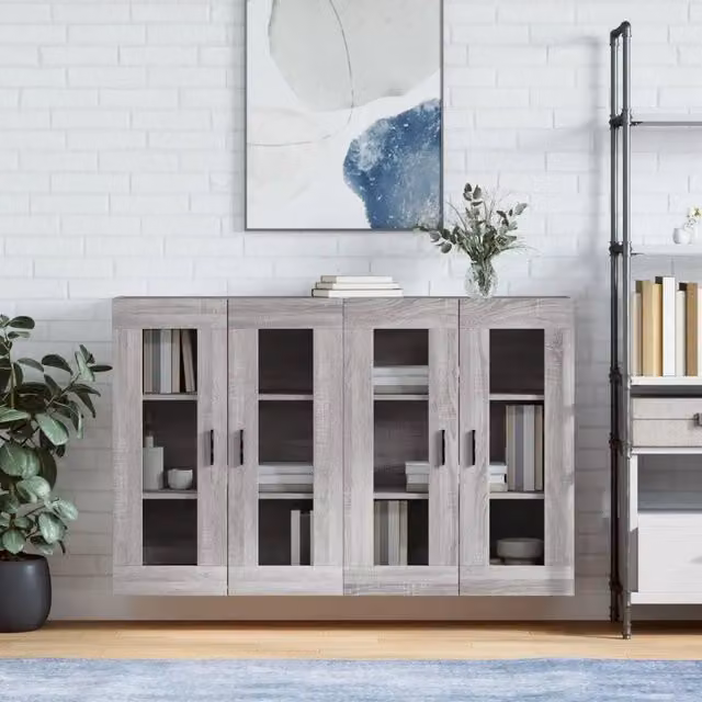 Armadietti a Parete 2 pz Grigio Sonoma in Legno Multistrato 3197959