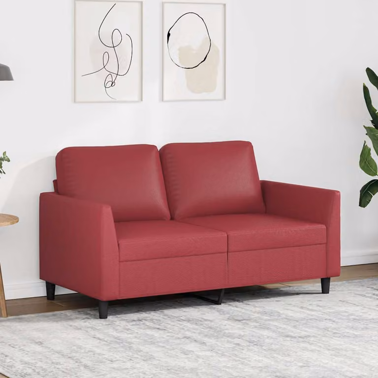 vidaXL Divano a 2 Posti Moderno in Similpelle Rosso con Funzione Letto e Struttura in Metallo per Soggiorno L: 140 cm, P: 80 cm, H: 77 cm