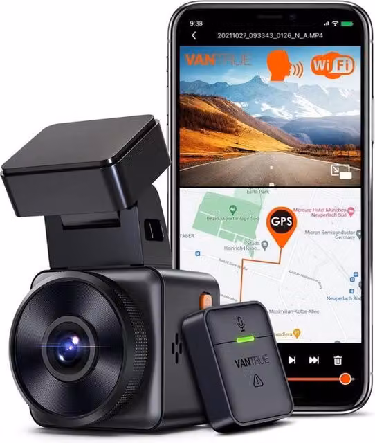 Action Camera per Auto con Connessione WiFi, Registrazione Full HD, HDR Notturno e Sensore G, Colore Nero, 512GB
