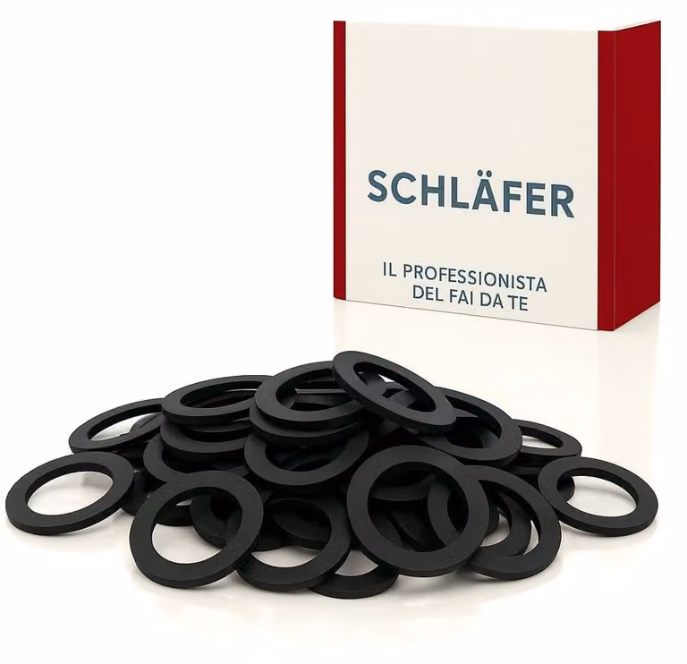 Schläfer 1834 | Guarnizioni Idrauliche in Gomma Piatta 3/4 x 3mm Adatte per Scarico Lavandini, Raccordi, Riduttori, Flessibili Idraulici, Rubinetti, Portagomma -Conf. 50 Pz.