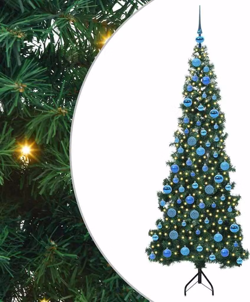 Albero di Natale Artificiale Angolare con 300 LED Verde 180 cm