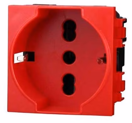 Presa schuko compatibile Bticino Livinglight 2P+T 10/16A 250V colore rosso
