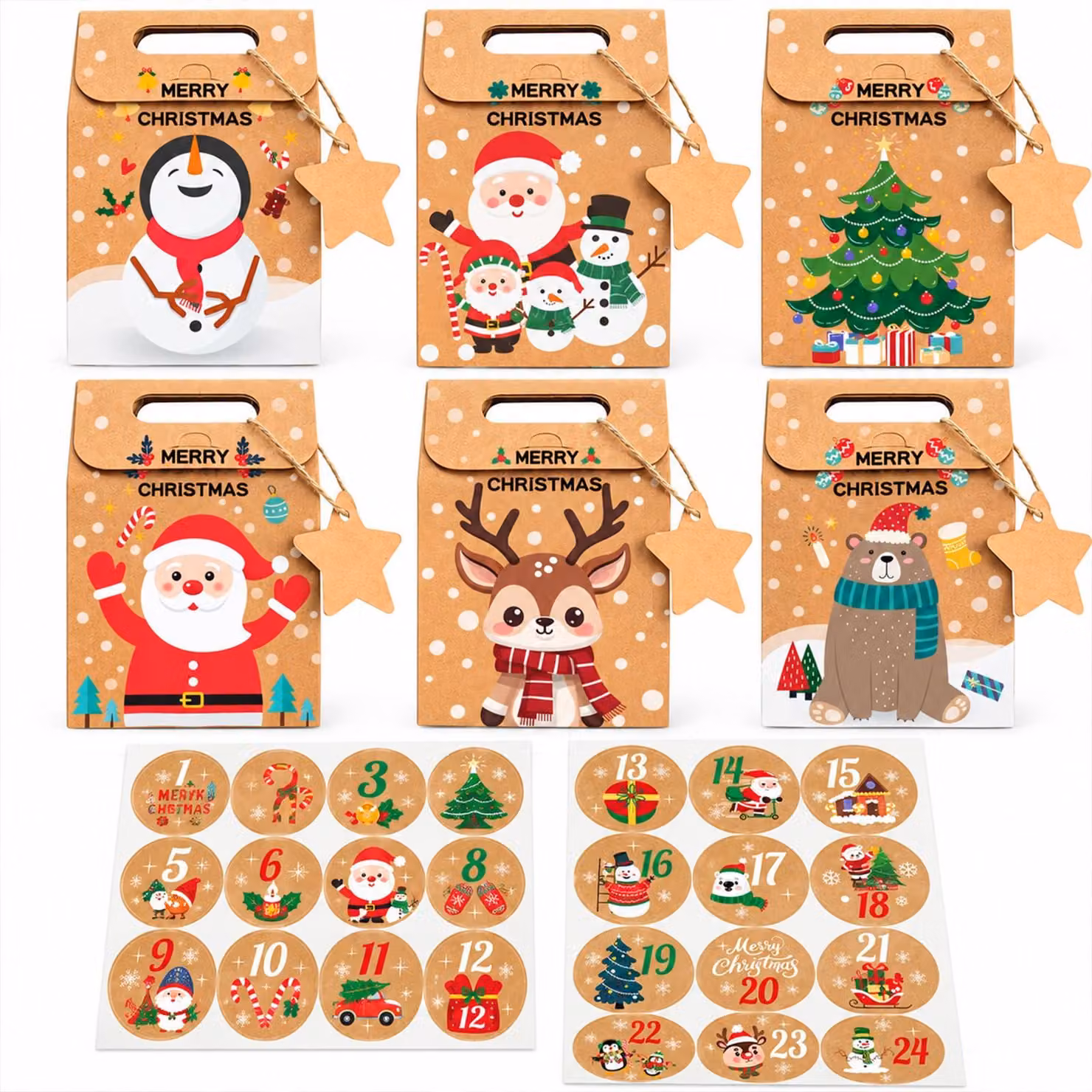 Calendario dell'Avvento da riempire, composto da 24 elementi, multicolore, 21 cm