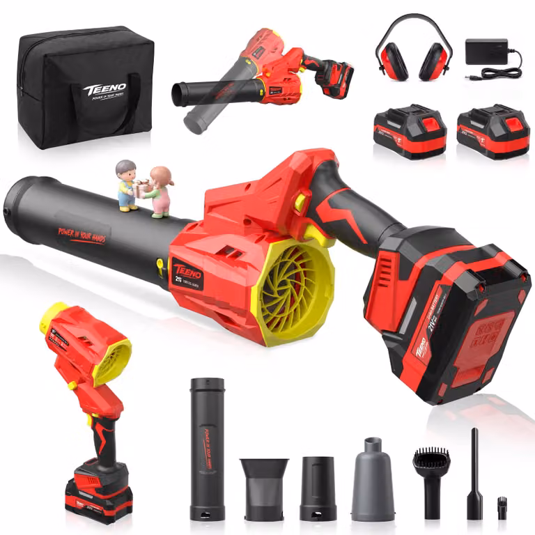 Soffiatore a batteria senza fili con 2 batterie da 4,0 Ah - Potente soffiatore da giardino