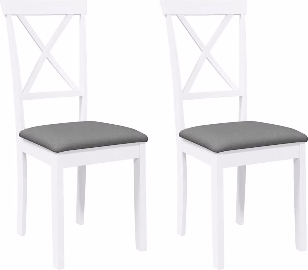 Sedie da Pranzo con Cuscini 2 pz Bianco Legno Massello di Hevea