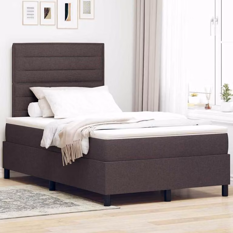 Maison Exclusive - Letto boxspring con materasso marrone scuro 120 x 200 cm tessuto