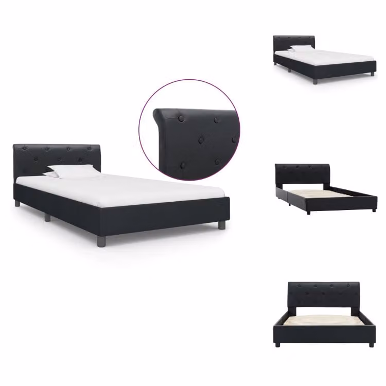 vidaXL Struttura letto in Pelle finta nera 100 × 200 cm - Letti e strutture letto