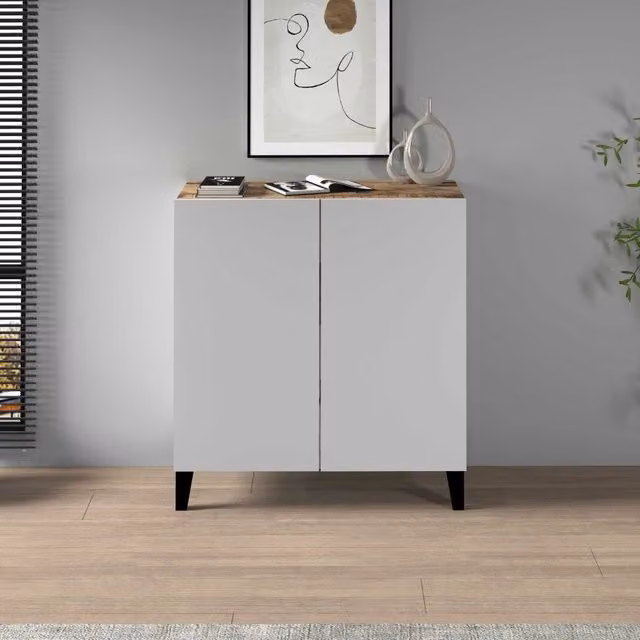 Armadio multiuso WHOUS Easy con 2 ante in finitura acero e bianco opaco L: 79,20 cm, P: 38,0 cm, H: 92,5 cm