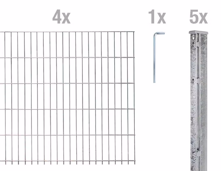Recinzione a pannelli doppi, modello Alberts 644246, kit completo da 10 pezzi, zincata a caldo, altezza 163 cm, lunghezza 10 metri