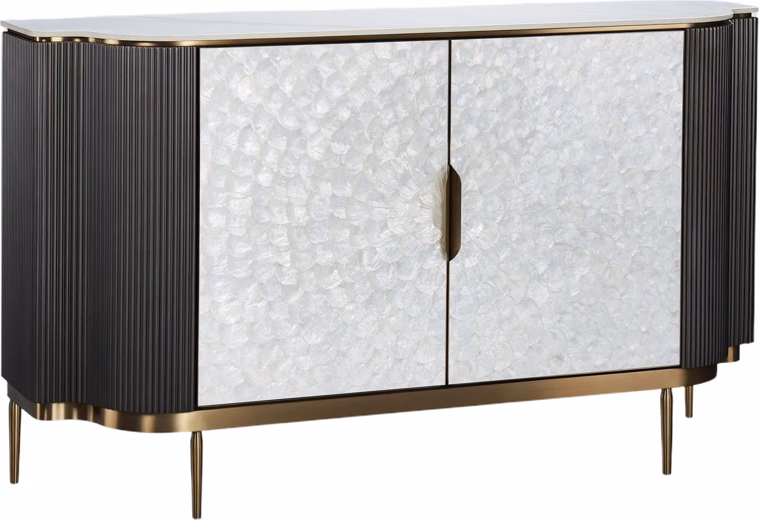 FURNLUX Credenza Stylish Grey 150cm / Colore principale: Bianco / Dimensioni: 150 x 88 x 40 cm