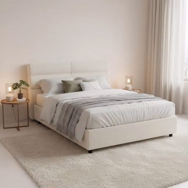 Letto Brivio Piazza e Mezza con Contenitore a Sollevamento, Beige e Nero, L/P/H: 120 x 200 cm – 1