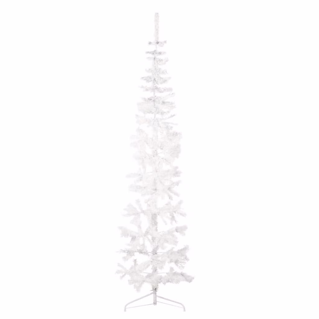 Maison Exclusive - Albero di Natale artificiale a metà, con supporto, forma slanciata, colore bianco, altezza 210 cm