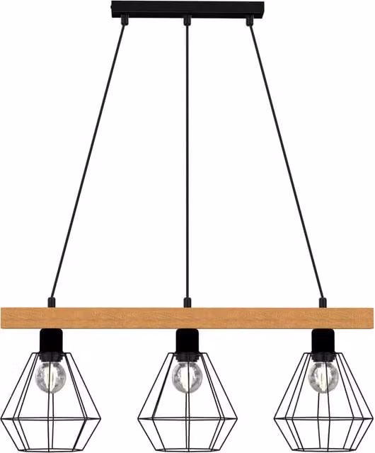Lampada a sospensione Vastra Luminex in legno e metallo nero, dimmabile, per cucina e sala da pranzo