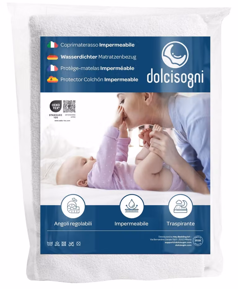 Coprimaterasso 70x140 cm, 2 pezzi, impermeabile, traspirante, antibatterico