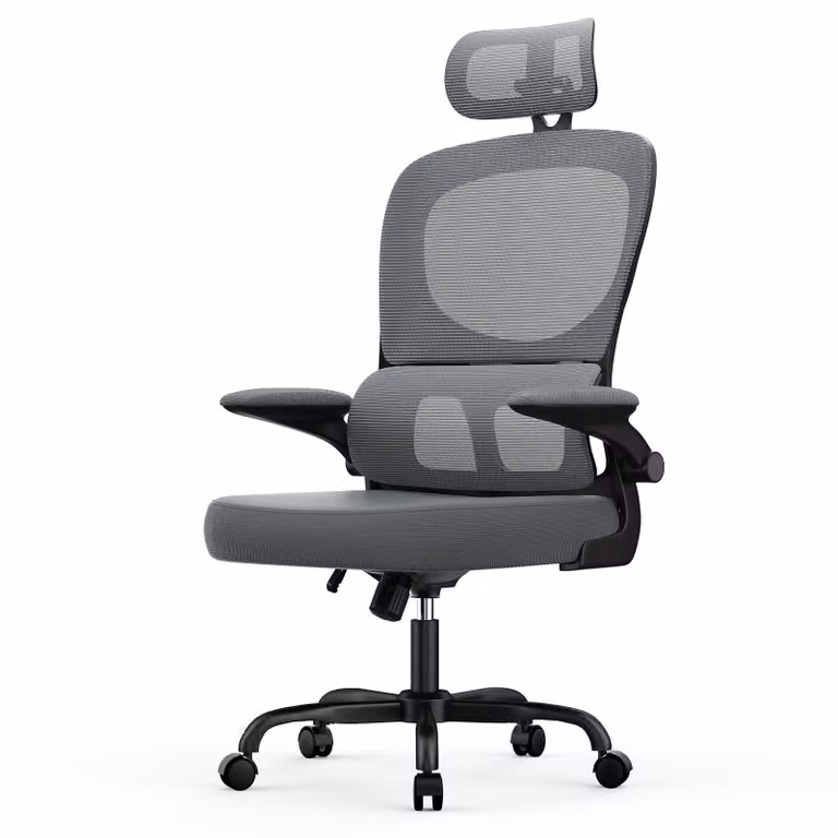 Sedia da ufficio ergonomica con poggiatesta e braccioli regolabili, schienale regolabile a 120°, supporto lombare auto-adattabile, colore nero intenso