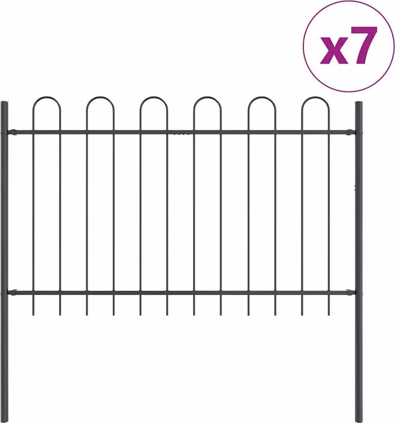 Recinzione per Giardino 7 pcs Grigio 11,9 x 1,2 m