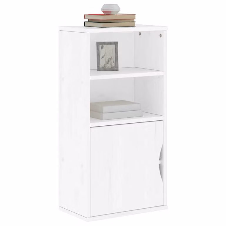 vidaXL Armadietto Laterale ODDA Bianco in Legno di Pino con Ripiani e Ante a Battente L/P/H: 40 x 24 x 79 cm