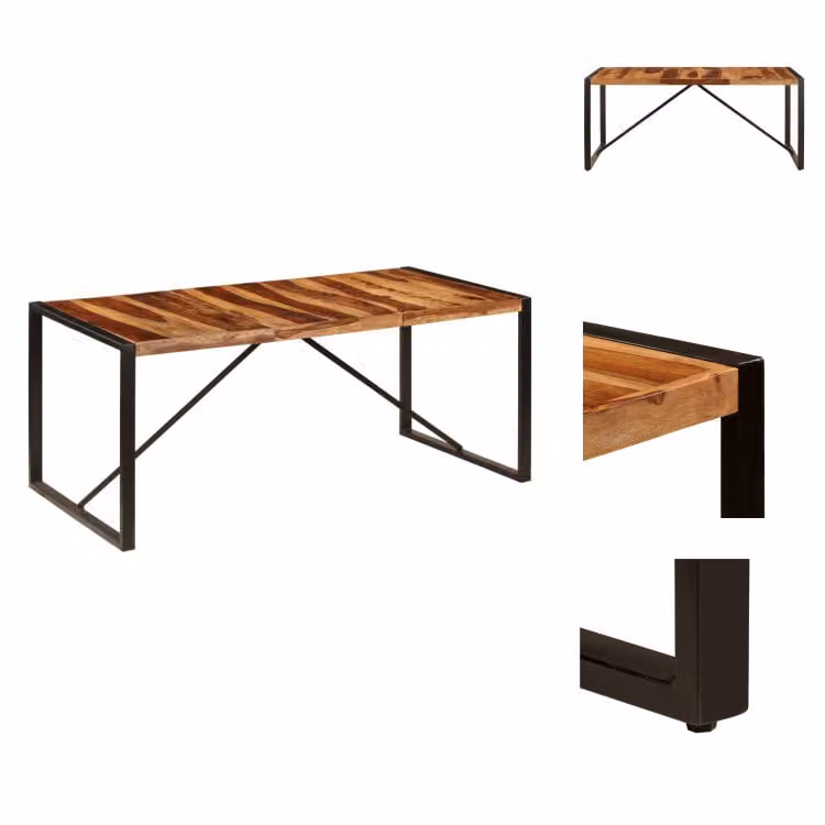 vidaXL Tavolo da pranzo 180 x 90 x 75 cm in legno massiccio - Tavoli da pranzo
